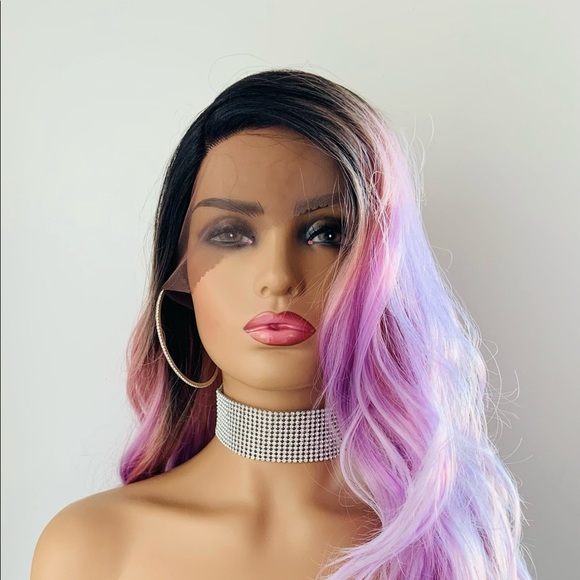 So Pretty! 26” Ombre Pink Lilac Premium Fiber Wig for Daily Wear or Cosplay - Picture 7 of 14
